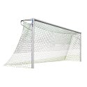 Sport-Thieme Fodboldmål af aluminium, 7,32x2,44 m, skruet gering, stående i jordbøsning Matsølv eloxeret